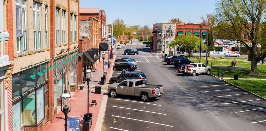 Main square in Scottsburg, Indiana